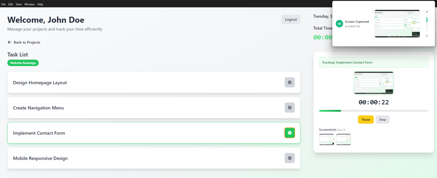 Live Time Monitoring